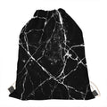 Black White Natural Marble Print Drawstring Bag