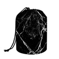 Black White Natural Marble Print Drawstring Makeup Bag