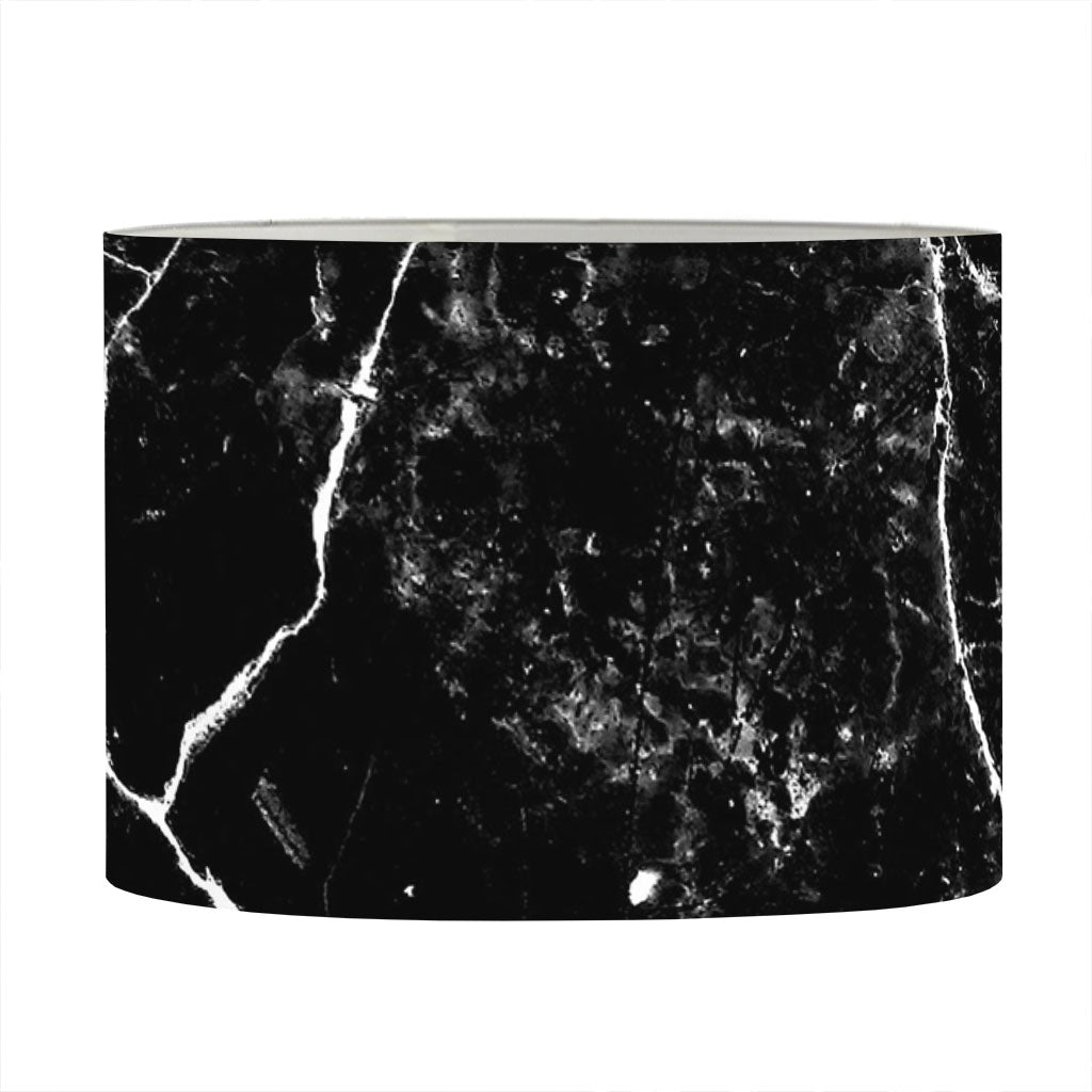 Black White Natural Marble Print Drum Lamp Shade
