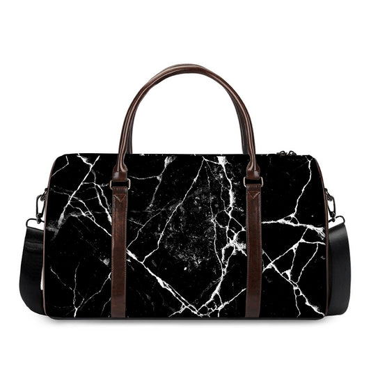 Black White Natural Marble Print Duffle Bag