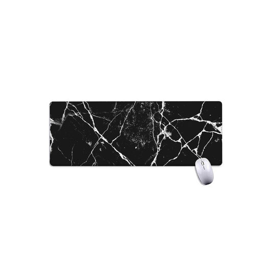 Black White Natural Marble Print Extended Mouse Pad