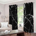 Black White Natural Marble Print Extra Wide Grommet Curtains