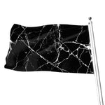 Black White Natural Marble Print Flag