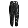 Black White Natural Marble Print Fleece Lined Knit Pants