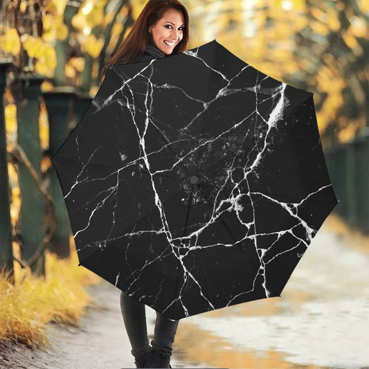 Black White Natural Marble Print Foldable Umbrella