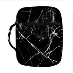 Black White Natural Marble Print Front Pocket Bible Bag