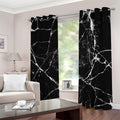 Black White Natural Marble Print Grommet Curtains