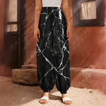 Black White Natural Marble Print Harem Pants