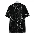 Black White Natural Marble Print Hawaiian Shirt