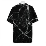 Black White Natural Marble Print Hawaiian Shirt