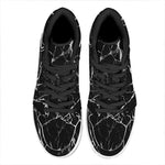 Black White Natural Marble Print High Top Leather Sneakers