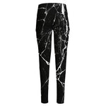 Black White Natural Marble Print High-Waisted Pocket Leggings