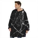 Black White Natural Marble Print Hoodie Blanket