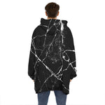 Black White Natural Marble Print Hoodie Blanket