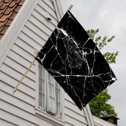 Black White Natural Marble Print House Flag