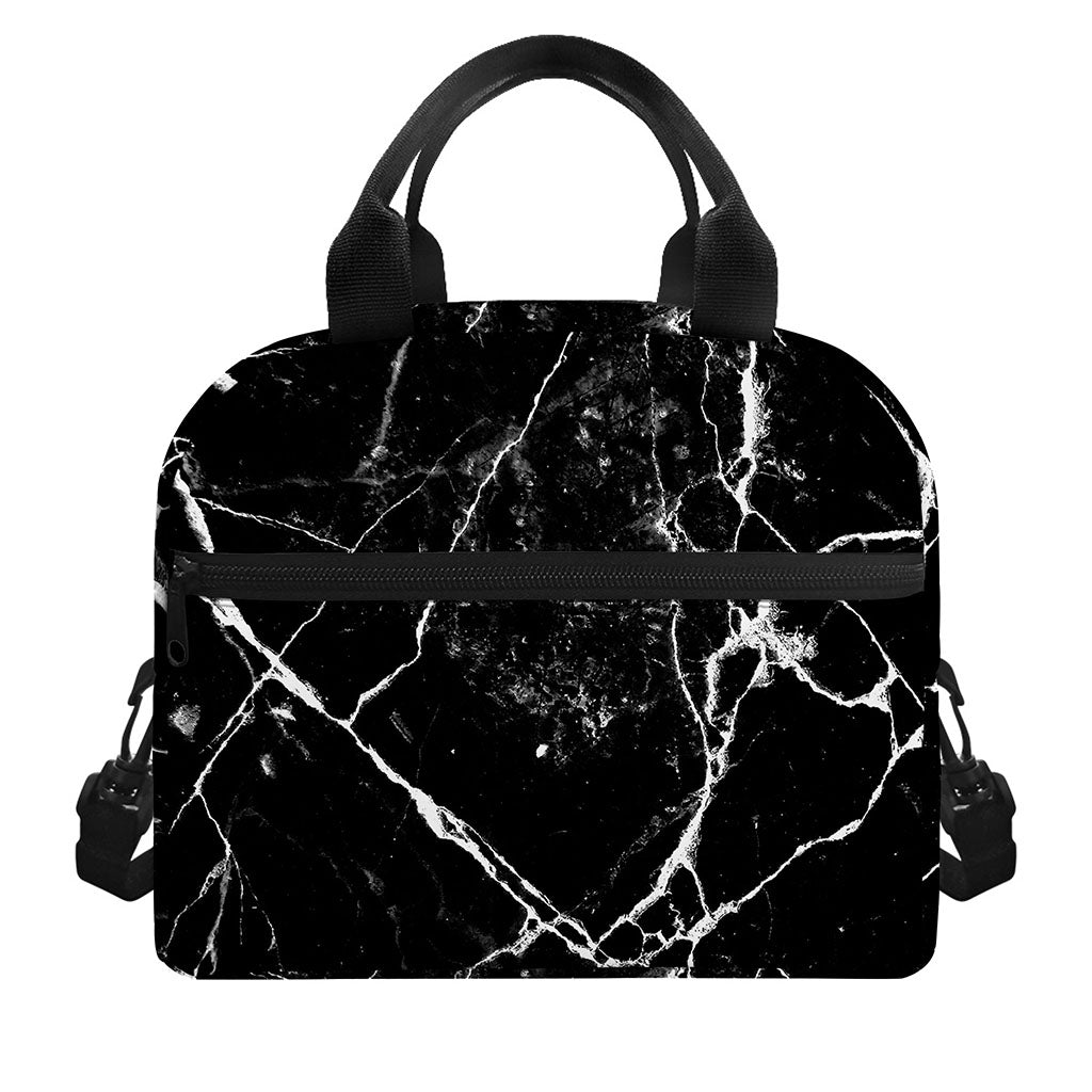 Black White Natural Marble Print Insulated Lunch Bag