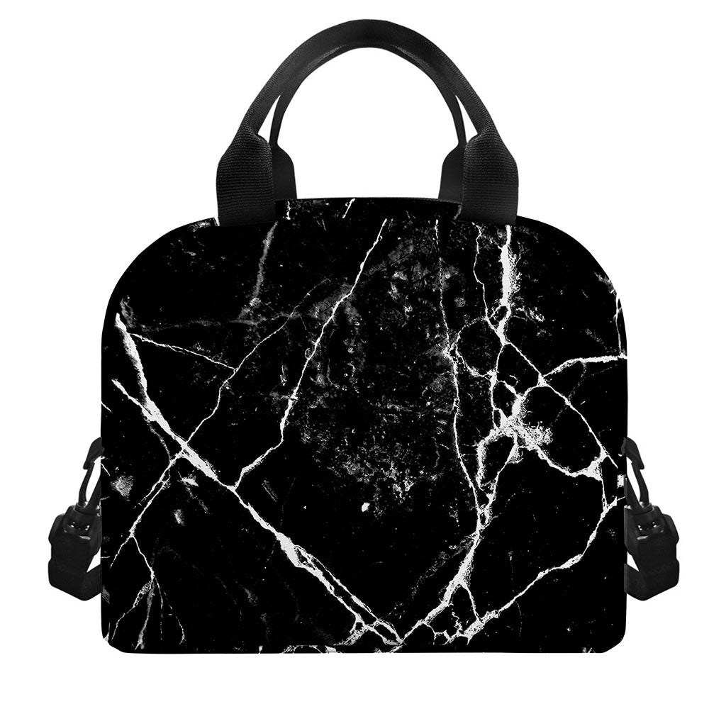 Black White Natural Marble Print Insulated Lunch Bag