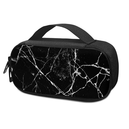 Black White Natural Marble Print Insulin Cooler Travel Case