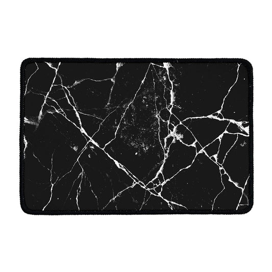 Black White Natural Marble Print Kitchen Mat