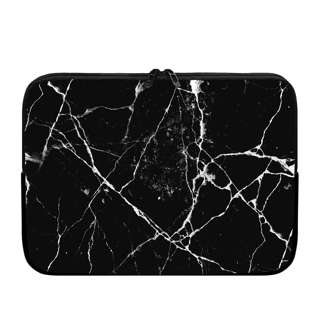 Black White Natural Marble Print Laptop Sleeve