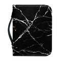Black White Natural Marble Print Leather Bible Cover