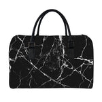 Black White Natural Marble Print Leather Duffle Bag