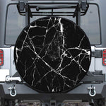 Black White Natural Marble Print Leather Spare Tire Cover
