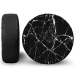 Black White Natural Marble Print Leather Spare Tire Cover
