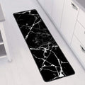 Black White Natural Marble Print Long Kitchen Mat