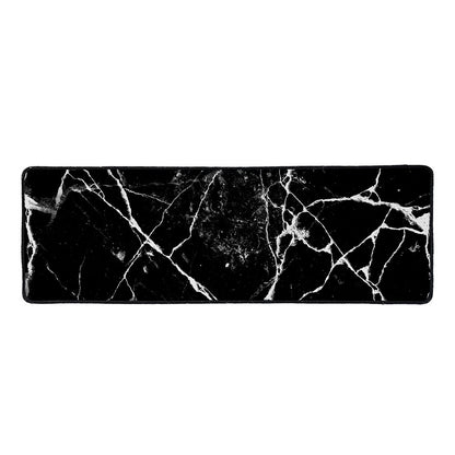 Black White Natural Marble Print Long Kitchen Mat