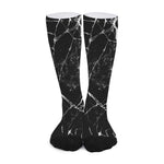 Black White Natural Marble Print Long Socks