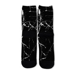 Black White Natural Marble Print Long Socks