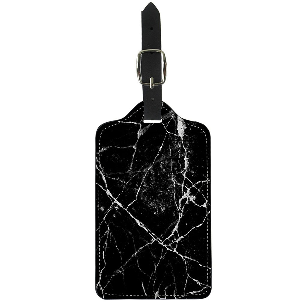 Black White Natural Marble Print Luggage Tag