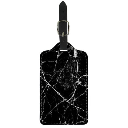 Black White Natural Marble Print Luggage Tag