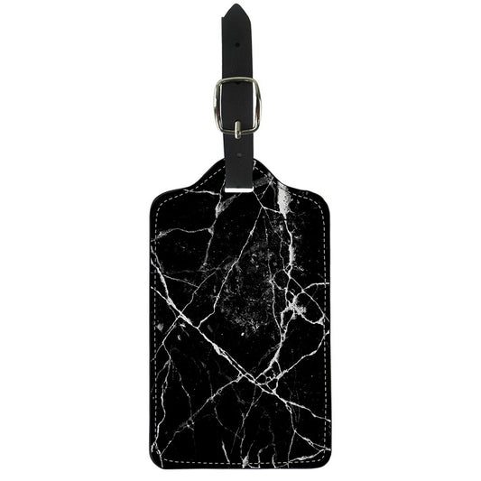 Black White Natural Marble Print Luggage Tag