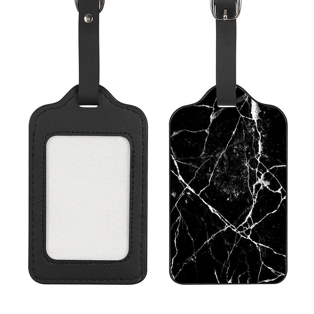 Black White Natural Marble Print Luggage Tag