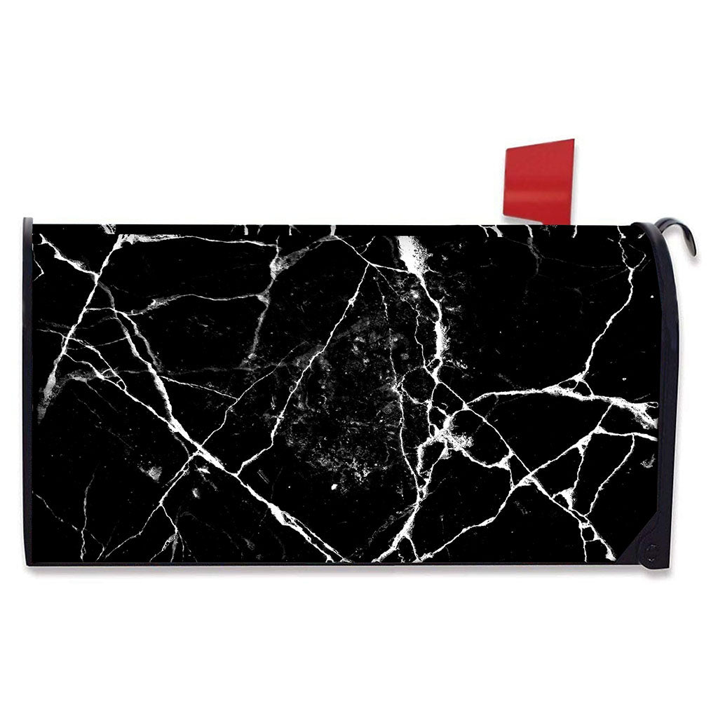 Black White Natural Marble Print Mailbox Cover