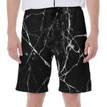 Black White Natural Marble Print Men's Beach Shorts