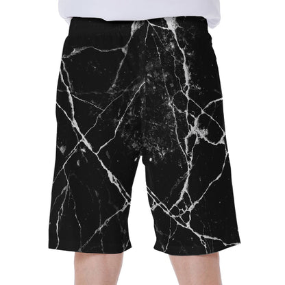 Black White Natural Marble Print Men's Beach Shorts