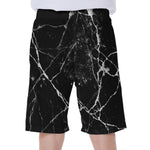 Black White Natural Marble Print Men's Beach Shorts