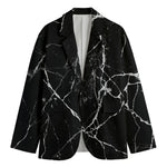 Black White Natural Marble Print Men's Blazer