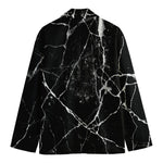 Black White Natural Marble Print Men's Blazer