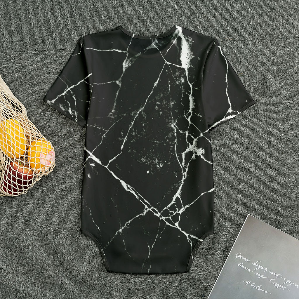 Black White Natural Marble Print Men's Bodysuit