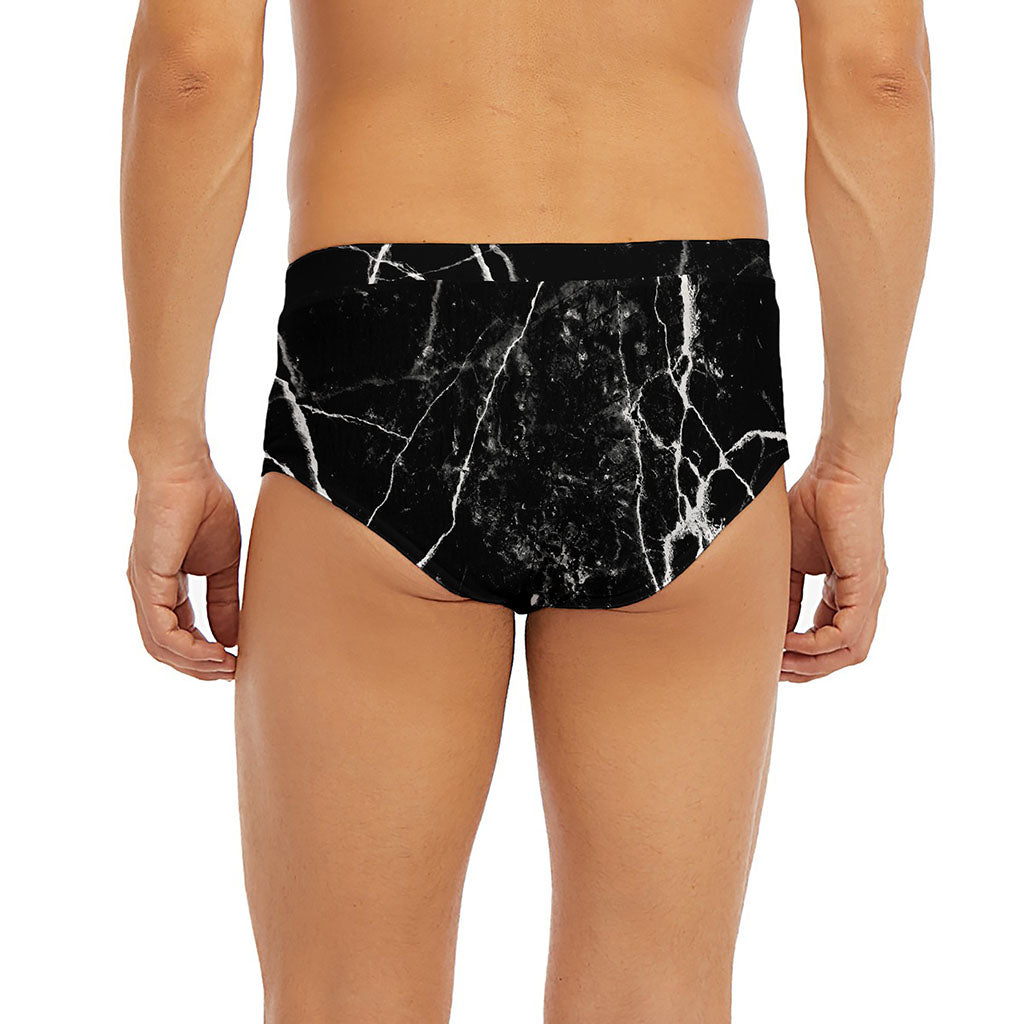 Black White Natural Marble Print Men's Briefs