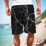 Black White Natural Marble Print Men's Cargo Shorts