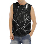 Black White Natural Marble Print Men's Fitness Tank Top