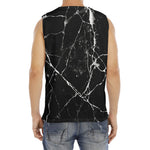Black White Natural Marble Print Men's Fitness Tank Top