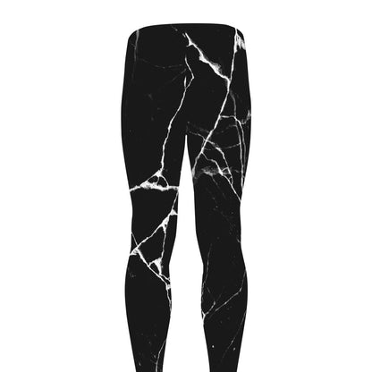 Black White Natural Marble Print Men's leggings