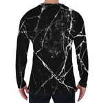 Black White Natural Marble Print Men's Long Sleeve T-Shirt