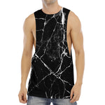 Black White Natural Marble Print Men's Muscle Tank Top